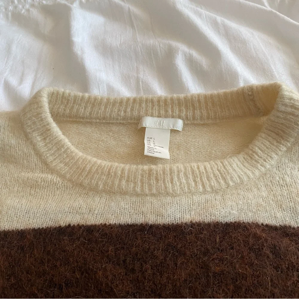 H&M oversized color block knit Crewneck sweater size large - Picture 5 of 10